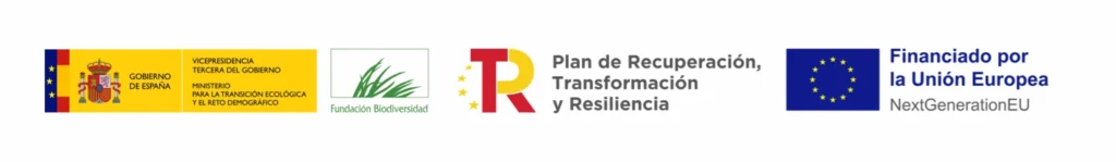 logo  Fundación Biodiversidad del Ministerio para la Transición Ecológica y el Reto Demográfico (MITECO) en el marco del Plan de Recuperación, Transformación y Resiliencia (PRTR), financiado por la Unión Europea – NextGenerationEU